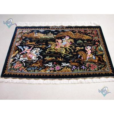 Mat Qom Carpet Handmade Hunting ground Design All Silk