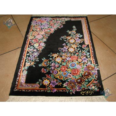 Tableau Carpet Handwoven Qom Flower Design all Silk