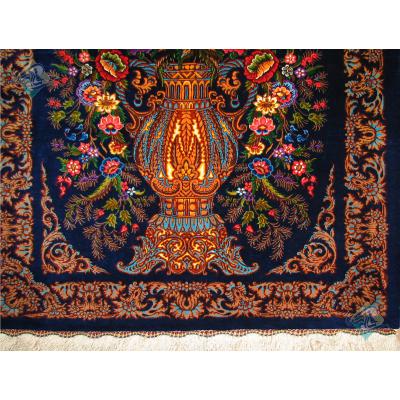 Mat Qom Carpet Handmade Flower pot Design All Silk