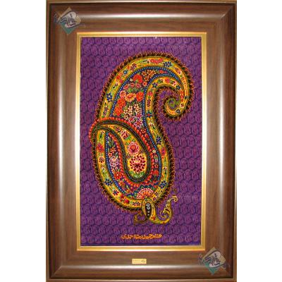 Tableau Carpet Handwoven Qom Boteh Design all Silk