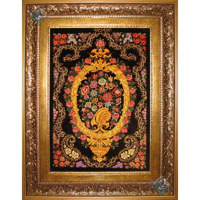 Tableau Carpet Handwoven Qom Flowers and bushes Design all Silk
