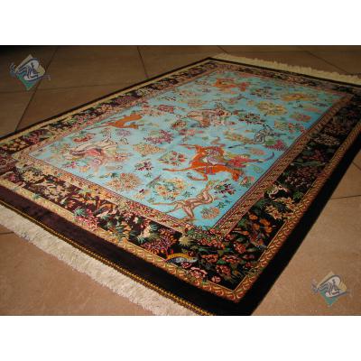 Zar-o-Charak Qom Carpet Handmade Hunting ground Design