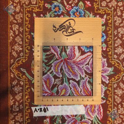 تابلویی فرش دستباف تمام ابریشم قم طرح چهار خشت گل تولیدی احمدی بدون قاب
