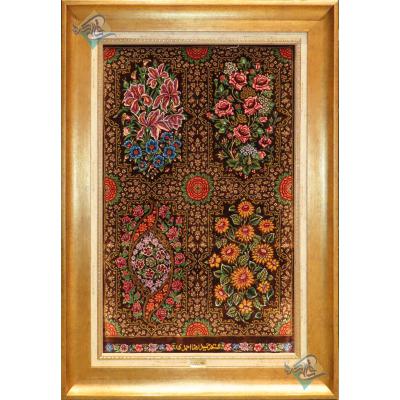 Tableau Carpet Handwoven Qom Brick Design all Silk