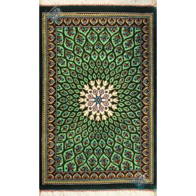 Pair Mat Qom Carpet Handmade Dome Design All Silk