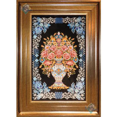 Tableau Carpet Handwoven Qom Flower pot Design