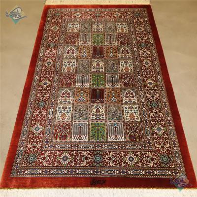 Zarocharak Qom Carpet Handmade Brick Design All Silk
