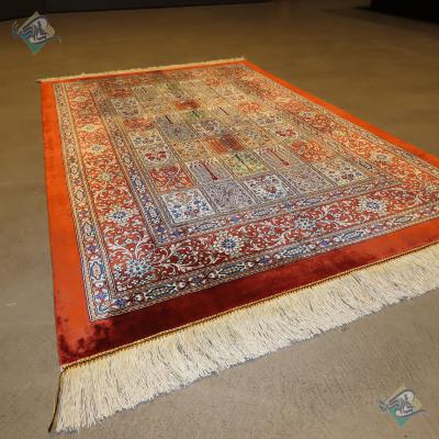 Zarocharak Qom Carpet Handmade Brick Design All Silk