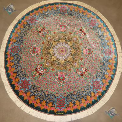 Circle Rug Qom Carpet Handmade Torang  Design All Silk