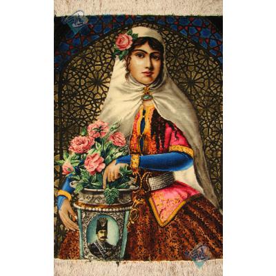 Tabriz Tableau Carpet Qajar girl