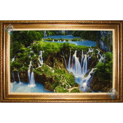 Tabriz Tableau Carpet Scenic waterfall