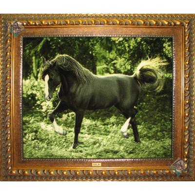 Tabriz Tableau Carpet Black Horse