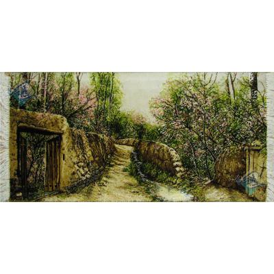 Tableau Carpet Handwoven Tabriz  landscape Alley Garden