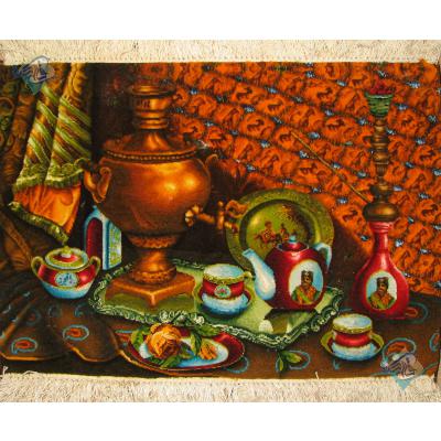 Tableau Carpet Handwoven Tabriz Kettles and samovars Design