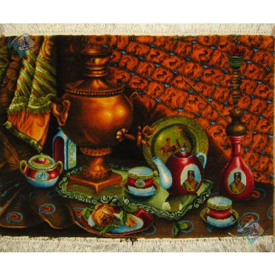 Tableau Carpet Handwoven Tabriz Samovar and teapot Design