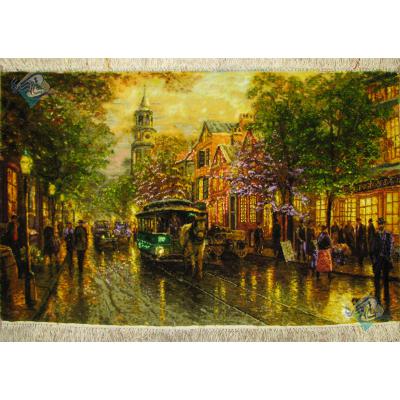 Tableau Carpet Handwoven Tabriz View of the Champs-Elysees Design