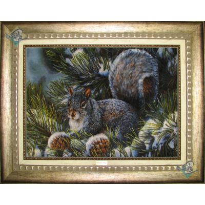 Tableau Carpet Handwoven Tabriz Squirrel Design