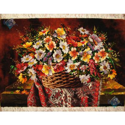 Tableau Carpet Handwoven Tabriz Flower Basket  Design