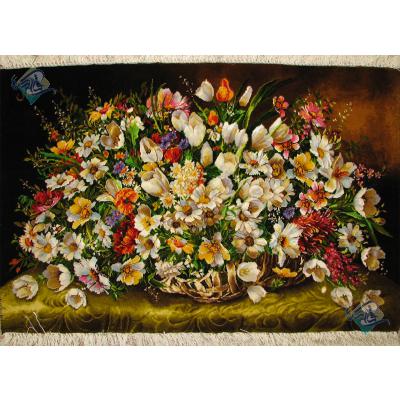 Tableau Carpet Handwoven Tabriz Flower Basket  Design