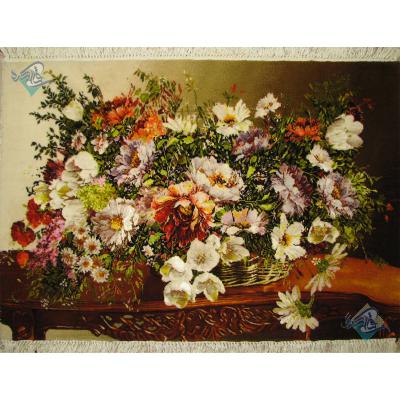 Tableau Carpet Handwoven Tabriz Flowers on the table Design