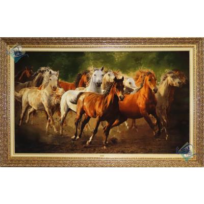 Tableau Carpet Handwoven Tabriz Running Horses Design