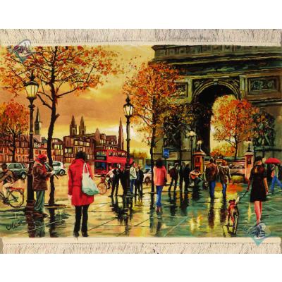 Tableau Carpet Handwoven Tabriz View of the Champs Elysees Design
