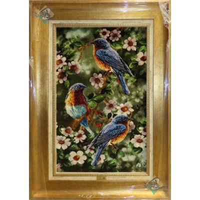 Tableau Carpet Handwoven Tabriz Three Birds Design