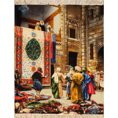 Tableau Carpet Handwoven Tabriz Cairo Market Design