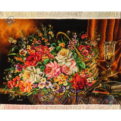 Tableau Carpet Handwoven Tabriz Flower Basket Design